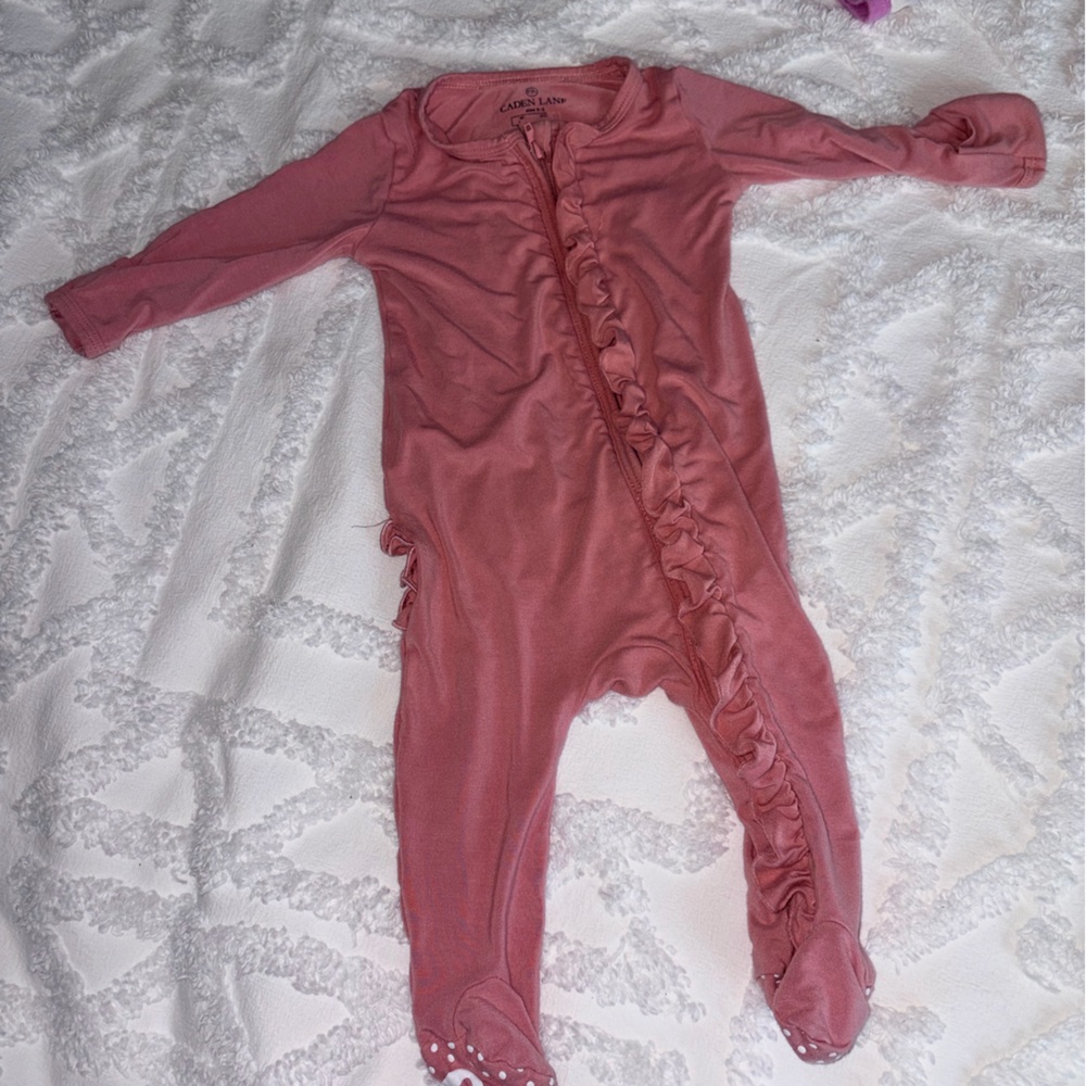Caden Lane Pink Ruffled Baby Sleepwear